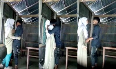 Hindi Boy Kissing her Muslim Girl at Outdoor MMS