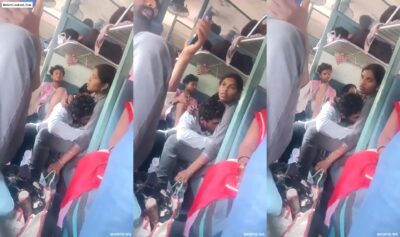 Indian Man Sucking GF Breasts On A Train